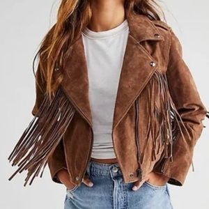 Fringe Suede Moto Jacket